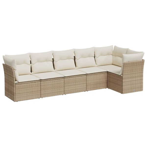 vidaXL Salon de jardin avec coussins 6 pcs beige r&eacute;sine tress&eacute;e
