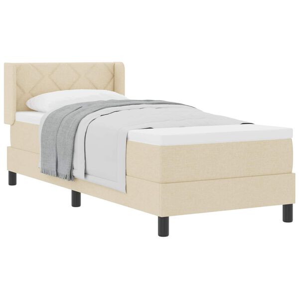 vidaXL Lit &agrave; ressorts avec matelas Cr&egrave;me 200 x 80 cm Polyester