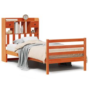 vidaXL Lit biblioth&egrave;que sans matelas cire marron 75x190 cm pin massif