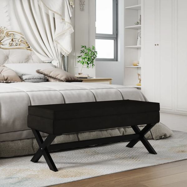 vidaXL Tabouret de rangement Noir 110x45x49 cm Velours