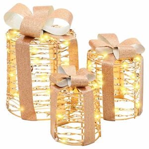 vidaXL D&eacute;coration de bo&icirc;te cadeau 3 pc Blanc chaud 20 x 20 x 20 cm PET