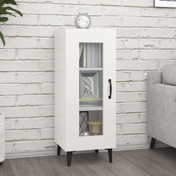 vidaXL Buffet Blanc brillant 34,5x34x90 cm Bois d'ing&eacute;nierie