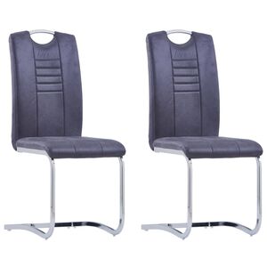 vidaXL Chaises &agrave; manger cantilever lot de 2 gris similicuir daim