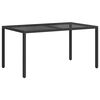 vidaXL Table de jardin 150x90x75cm Verre trempé et résine tressée Noir