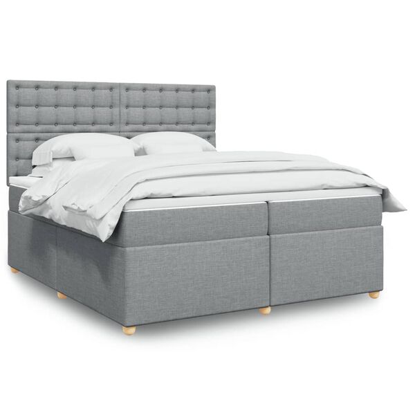 vidaXL Sommier &agrave; lattes de lit avec matelas Gris clair 200x200cm Tissu