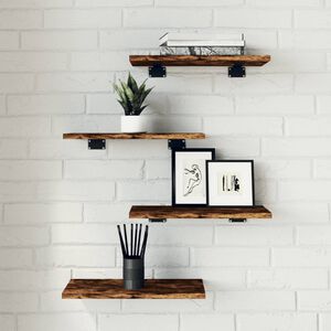 vidaXL &Eacute;tag&egrave;res murales 4 pcs ch&ecirc;ne fum&eacute; 40x20x1,5cm bois d'ing&eacute;nierie