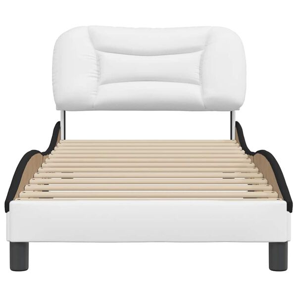 vidaXL Cadre de lit sans matelas Hvar blanc et noir 90x190 cm similicuir