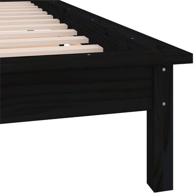 vidaXL Cadre de lit à LED noir 90x200 cm bois massif