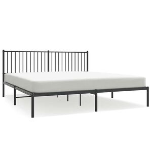 vidaXL Cadre de lit m&eacute;tal sans matelas avec t&ecirc;te de lit noir 183x213cm