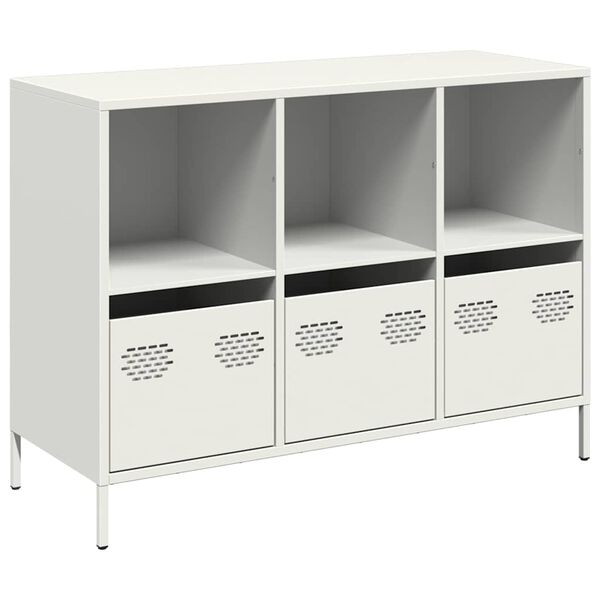 vidaXL Buffet blanc 101,5x39x73,5 cm acier lamin&eacute; &agrave; froid