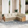 vidaXL Salon de jardin avec coussins 6 pcs beige r&eacute;sine tress&eacute;e