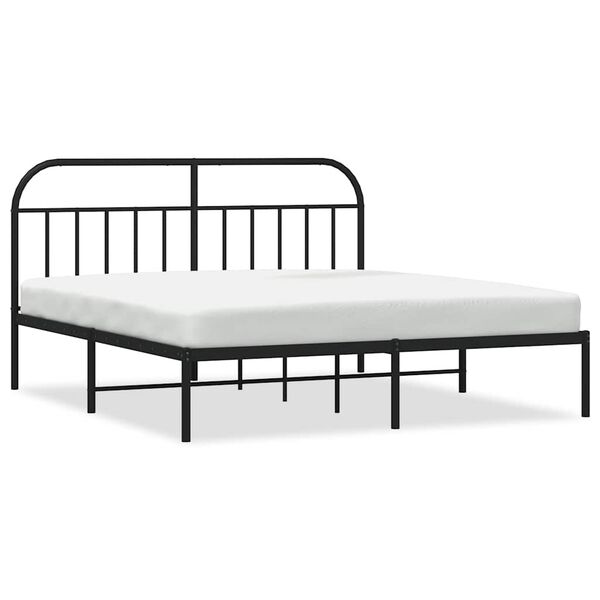 vidaXL Cadre de lit m&eacute;tal sans matelas avec t&ecirc;te de lit noir 183x213cm