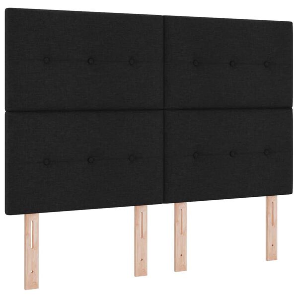 vidaXL Lit &agrave; ressorts avec matelas Noir 140 x 200 cm tissu