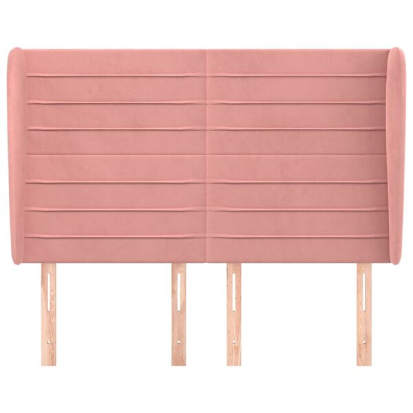 vidaXL T&ecirc;te de lit avec oreilles Rose 147x23x118/128 cm Velours