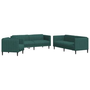 vidaXL Ensemble de canap&eacute;s 3 pcs vert fonc&eacute; tissu