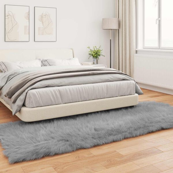 vidaXL Tapis en fausse Tafalla Gris 80 x 250 cm Polyester