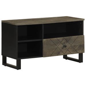 vidaXL Meuble TV noir 80x33x46 cm bois massif de manguier