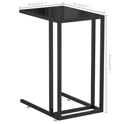 vidaXL Table d'appoint pour ordinateur Noir 50x35x65 cm Verre trempé