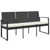 vidaXL Banc de jardin &agrave; 3 places avec coussins noir rotin PP