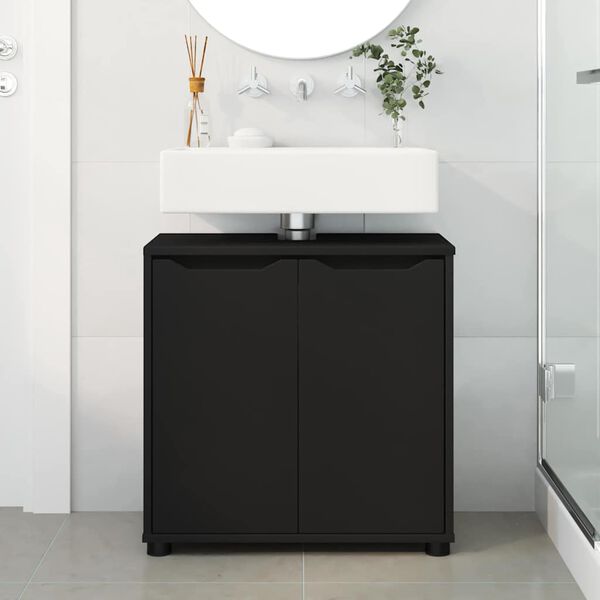 vidaXL Armoire de lavabo de salle de bain Noir 60 x 30 x 60 cm