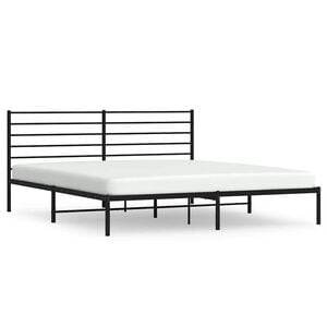 vidaXL Cadre de lit m&eacute;tal sans matelas avec t&ecirc;te de lit noir 193x203cm