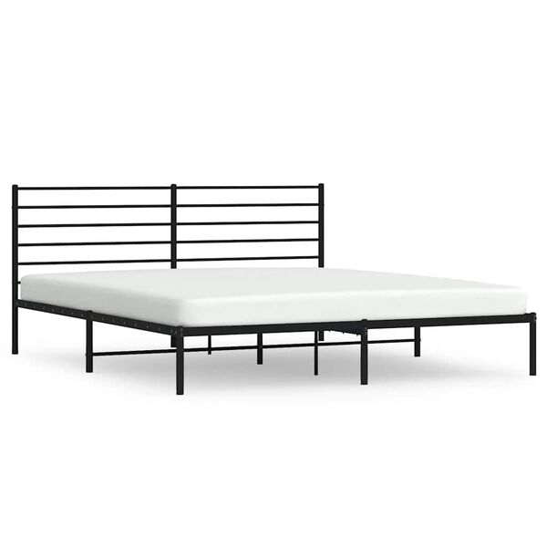 vidaXL Cadre de lit métal sans matelas avec tête de lit noir 193x203cm