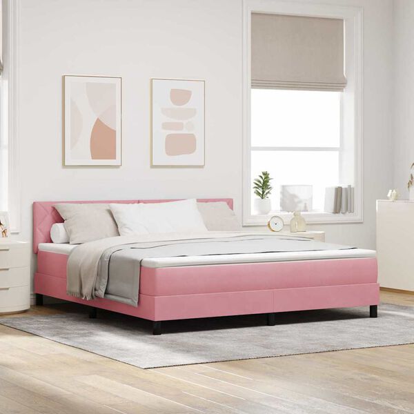 vidaXL Lit &agrave; ressorts avec matelas Rose 180 x 200 cm Velours