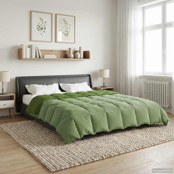 vidaXL Duvet d'&eacute;t&eacute; simple Matelass&eacute; Vert 240 x 260 cm Microfibre