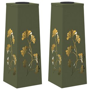 vidaXL Lumi&egrave;re de chemin LED solaire 2 pcs Vert olive