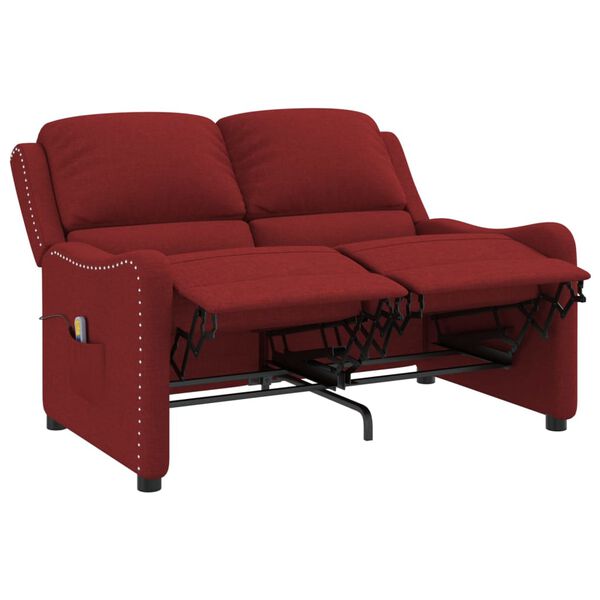 vidaXL Fauteuil de massage inclinable à 2 places rouge bordeaux tissu