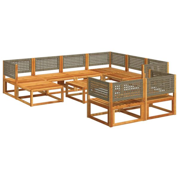 vidaXL Ensemble de canapés de jardin 10 pièces avec coussins en bois d'acacia et rotin