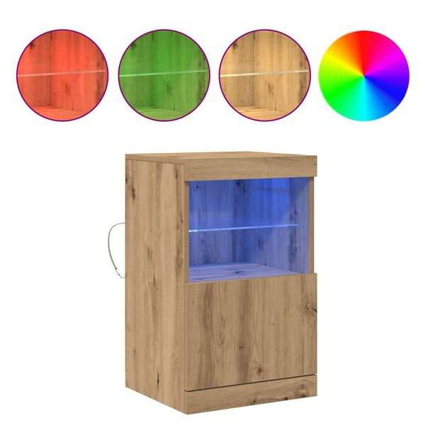 vidaXL Buffet LED Ch&ecirc;ne artisanal 41 x 37 x 67 cm Bois d'ing&eacute;nierie