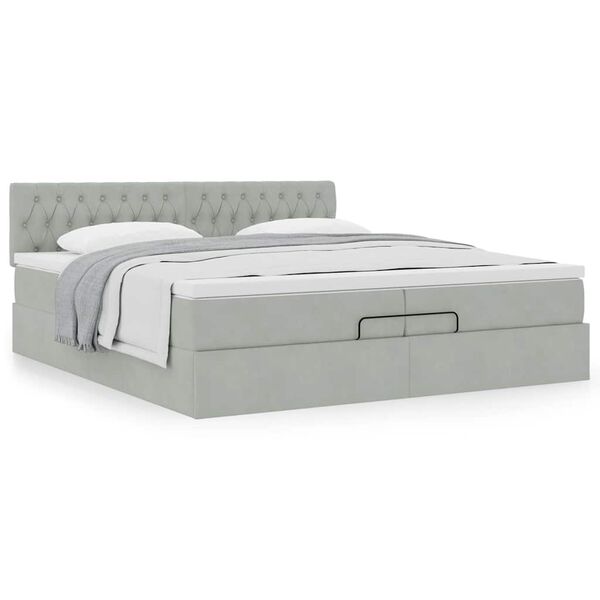 VidaXL Cadre de lit ottoman avec matelas gris clair 200x200 cm velours