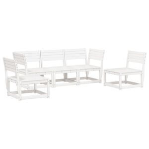 vidaXL Salon de jardin 5 pcs blanc bois massif de pin