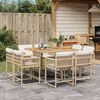 vidaXL Ensemble &agrave; manger de jardin et coussins 9 pcs beige Poly rotin