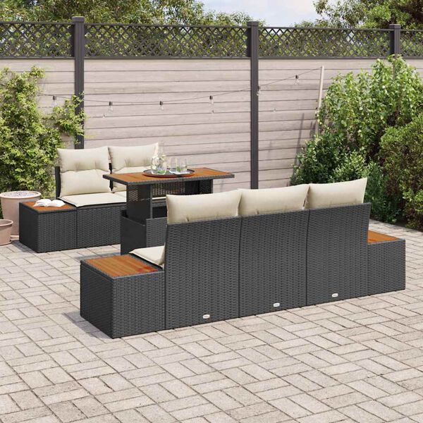 vidaXL Ensemble de salle à manger pour jardin 6 pcs Noir et Beige