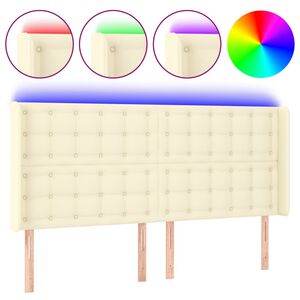 vidaXL T&ecirc;te de lit &agrave; LED Cr&egrave;me 183x16x118/128 cm Similicuir