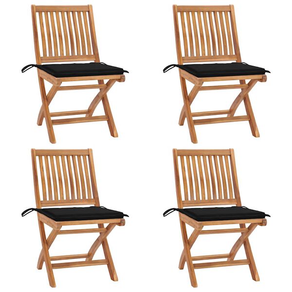 vidaXL Chaises pliables de jardin avec coussins lot de 4 Teck solide