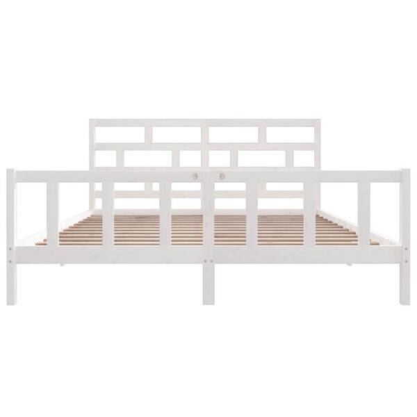 vidaXL Cadre de lit sans matelas blanc bois massif 200x200 cm