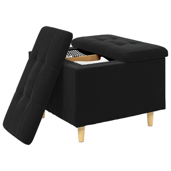 vidaXL Tabouret bouton avec coussin Noir 60 x 60 x 45 cm Velours