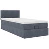 vidaXL Cadre de lit ottoman et matelas gris fonc&eacute; 90x200 cm velours