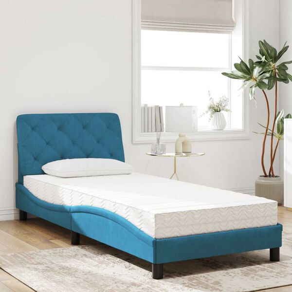 vidaXL Lit avec matelas bleu 80x200 cm velours