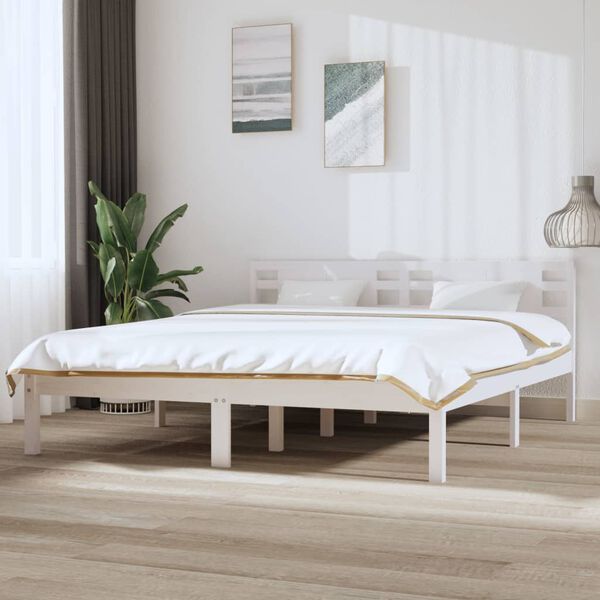 vidaXL Cadre de lit sans matelas blanc 180x200 cm bois massif