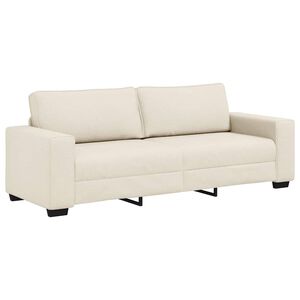 vidaXL Sofa 3 places Beige 220 cm Tissu en lin m&eacute;lang&eacute;