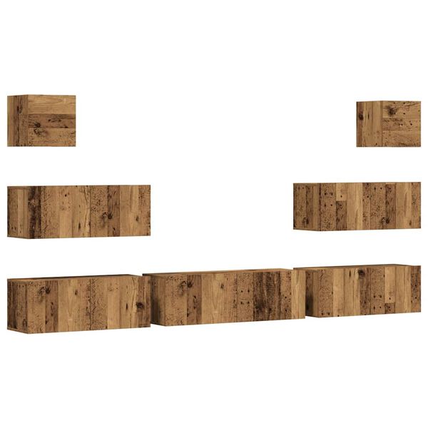 vidaXL Ensemble de meuble TV mural 7 pcs vieux bois bois d'ing&eacute;nierie