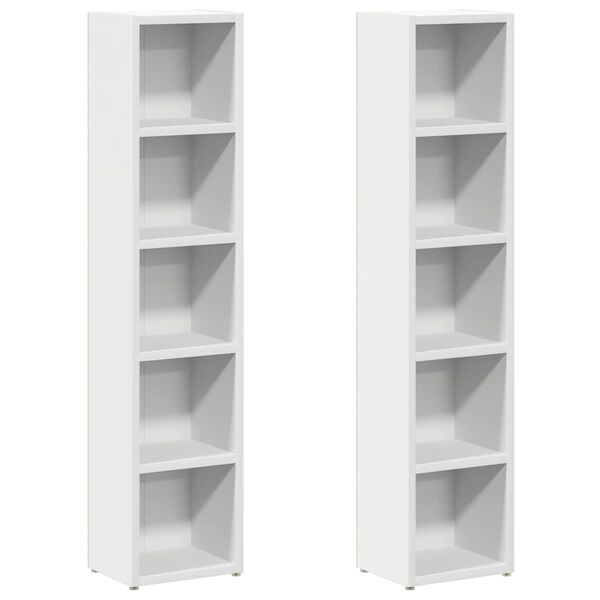 vidaXL Armoires &agrave; CD 2 pcs Blanc 21x16x93,5 cm Agglom&eacute;r&eacute;