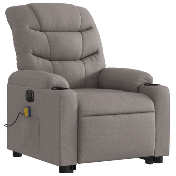 vidaXL Fauteuil inclinable de massage &eacute;lectrique Taupe Tissu