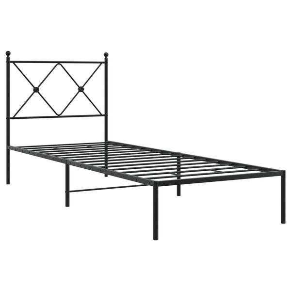 vidaXL Cadre de lit m&eacute;tal sans matelas avec t&ecirc;te de lit noir 75x190 cm