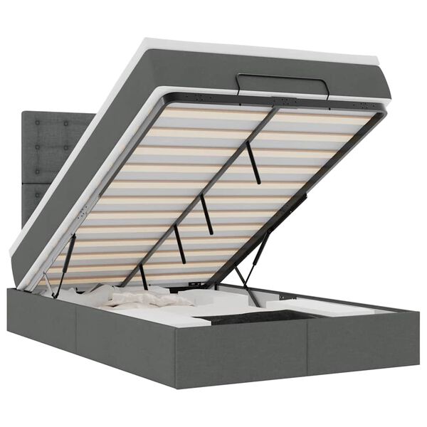 vidaXL Cadre de lit ottoman avec matelas gris fonc&eacute; 120x190 cm tissu