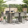 vidaXL Ensemble de bar de jardin 7 pcs avec coussins gris poly rotin